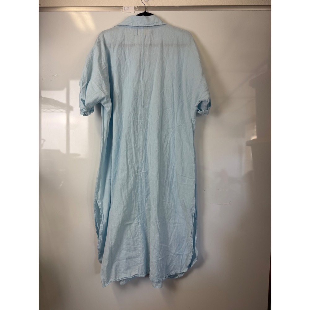 Us Together Women 2X Light Blue Cotton Button Front Midi Shirt Dress Short Slv - Picture 2 of 7